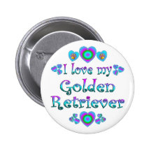 I Love My Golden Retriever Pinback Button