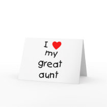 I Love My Great Aunt Cards