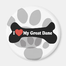 I Love My Great Dane  - Dog Bone Magnet