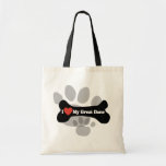 I Love My Great Dane  - Dog Bone Tote Bag