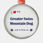 I Love My Greater Swiss Mountain Dog (Male Dog) Ornaments