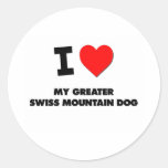 I Love My Greater Swiss Mountain Dog Round Stickers
