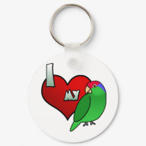 I Love my Green Cheeked Amazon keychains by MenagerieMayhem I Love my Green Cheeked Amazon keychains