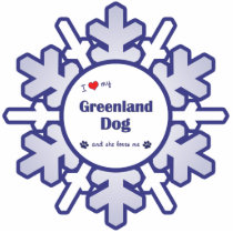 I Love My Greenland Dog (Female Dog) Ornament photo sculptures