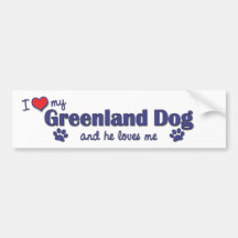 I Love My Greenland Dog (Male Dog) Bumper Stickers