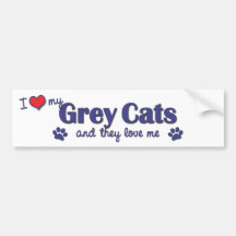 I Love My Grey Cats (Multiple Cats) Bumper Sticker