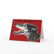 "I Love My Greyhound" Dog Art Greeting Card