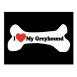 I Love My Greyhound  - Dog Bone Post Card