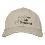 I Love My Greyhound Dog Customizable Name Embroidered Hat