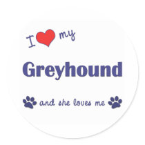 I Love My Greyhound (Female Dog) stickers