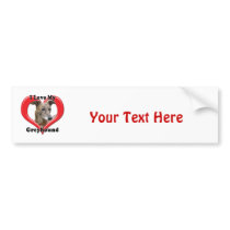 I Love My Greyhound Logo in Heart Bumper Stickers