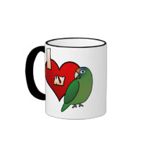 I Love my Half Moon Conure mugs by MenagerieMayhem I Love my Half Moon Conure mugs