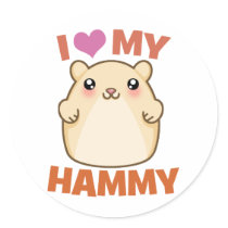 I Love My Hammy Round Stickers