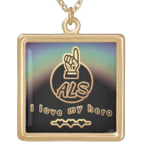 als, hero, education, hope, faith, family, health, necklace, gold, caregiver, Necklace with custom graphic design