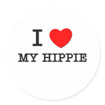 I Love My Hippie Round Stickers