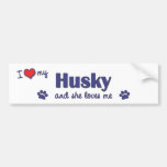 I Love My Husky (Female Dog) Bumper Sticker