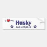 I Love My Husky (Male Dog) Bumper Stickers