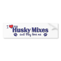 I Love My Husky Mixes (Multiple Dogs) bumper stickers by muttybuddy I Love My Husky Mixes (Multiple Dogs) bumper stickers