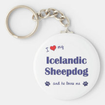 I Love My Icelandic Sheepdog (Male Dog) Key Chains