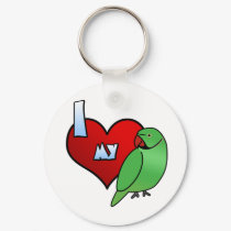 I Love my Indian Ringneck Parakeet Keychain by MenagerieMayhem I Love my Indian Ringneck Parakeet Keychain