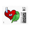 I Love my Indian Ringneck Parakeet Postage Stamps by MenagerieMayhem I Love my Indian Ringneck Parakeet Postage Stamps