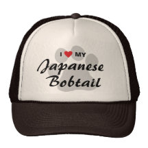 I Love My Japanese Bobtail Cat Pawprint Design Hat