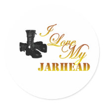 I Love My Jarhead 4 Round Sticker