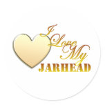 I Love My Jarhead Round Stickers