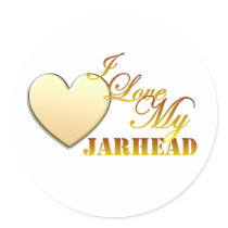 I Love My Jarhead Round Stickers