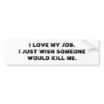 I LOVE MY JOB.  I JUST WISH SOMEONE WOULD KILL ME. bumper stickers