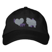 I Love my Keeshond Embroidered Hat (Monochrome) embroidered hats