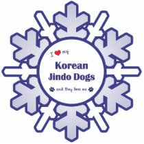 I Love My Korean Jindo Dogs (They) Ornament photo sculptures