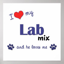 I Love My Lab Mix (Male Dog) Poster Print