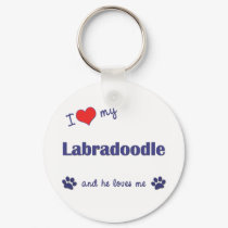 I Love My Labradoodle (Male Dog) keychains