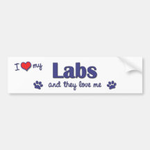 I Love My Labs (Multiple Dogs) Bumper Stickers