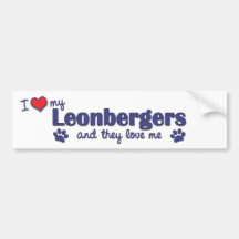 I Love My Leonbergers (Multiple Dogs) Bumper Stickers