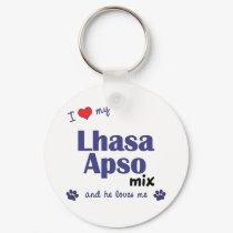 I Love My Lhasa Apso Mix (Male Dog) keychains