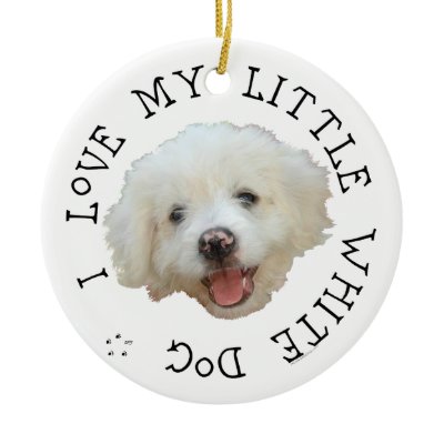 I Love My Little White Rescue Dog Christmas Tree Ornaments