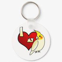 I Love my Lutino Cockatiel keychains by MenagerieMayhem I Love my Lutino Cockatiel keychains