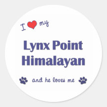 I Love My Lynx Point Himalayan (Male Cat) Round Stickers