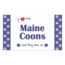 I Love My Maine Coons (Multiple Cats) Rectangular Sticker
