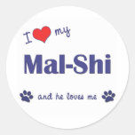 I Love My Mal-Shi (Male Dog) Sticker