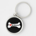 I Love My Malamute - Dog Bone Keychain