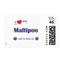 I Love My Maltipoo (Male Dog) Postage Stamps
