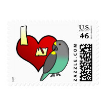 I Love my Meyers Parrot Postage Stamps by MenagerieMayhem I Love my Meyers Parrot Postage Stamps