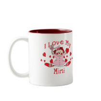 I love My Mimi Rag Doll & Hearts mugs by Grandparentlovekids I love My Mimi Rag Doll & Hearts mugs