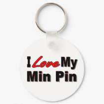 I Love My Min Pin Dog Keychain