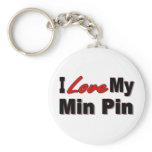 I Love My Min Pin Dog Keychain