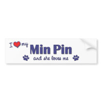 I Love My Min Pin (Female Dog) bumper stickers