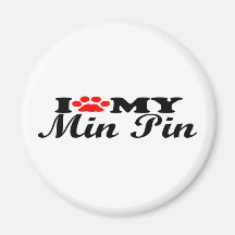 I Love My Min Pin Fridge Magnets